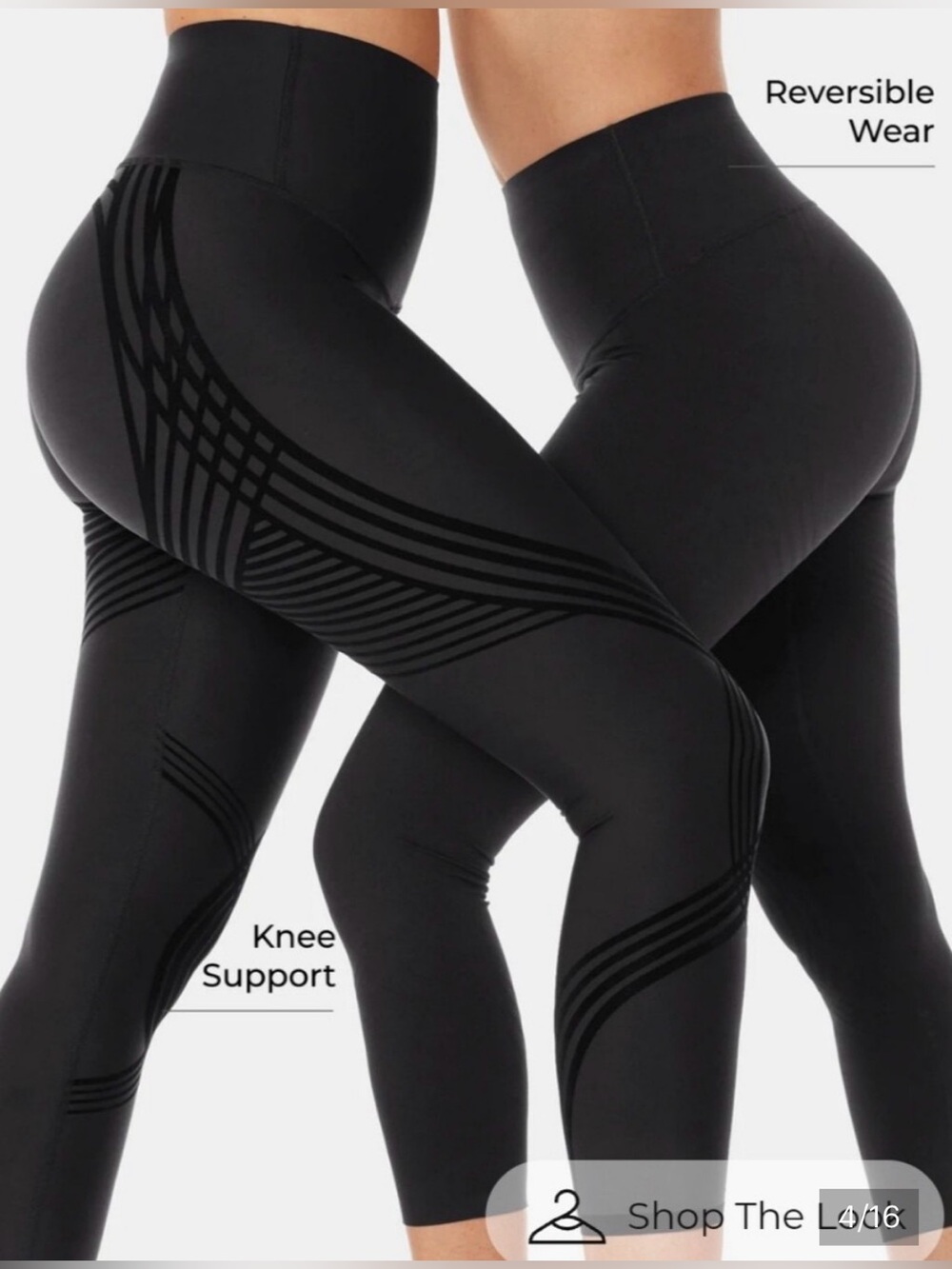 Fanka Body Sculpt Sz Small Leggings Reversible Wear Black waist 13" inseam 25" - Picture 2 of 5